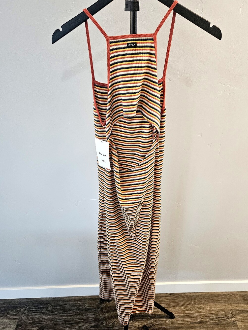 New RVCA Bianca striped bodycon midi dress